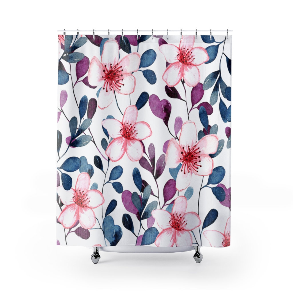 Step into a Beautiful Flower Garden with Watercolor Floral Bath Curtain, Perfect for Farmhouse Style