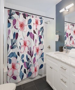 Step into a Beautiful Flower Garden with Watercolor Floral Bath Curtain, Perfect for Farmhouse Style