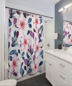 Step into a Beautiful Flower Garden with Watercolor Floral Bath Curtain, Perfect for Farmhouse Style