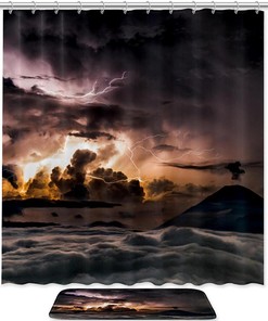 Storm Sea with Sun Appearing Clouds Shower Curtain - Waterproof Design