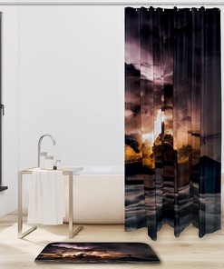 Storm Sea with Sun Appearing Clouds Shower Curtain - Waterproof Design