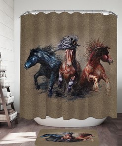 Storming Horses Shower Curtain - Majestic Bathroom Decor