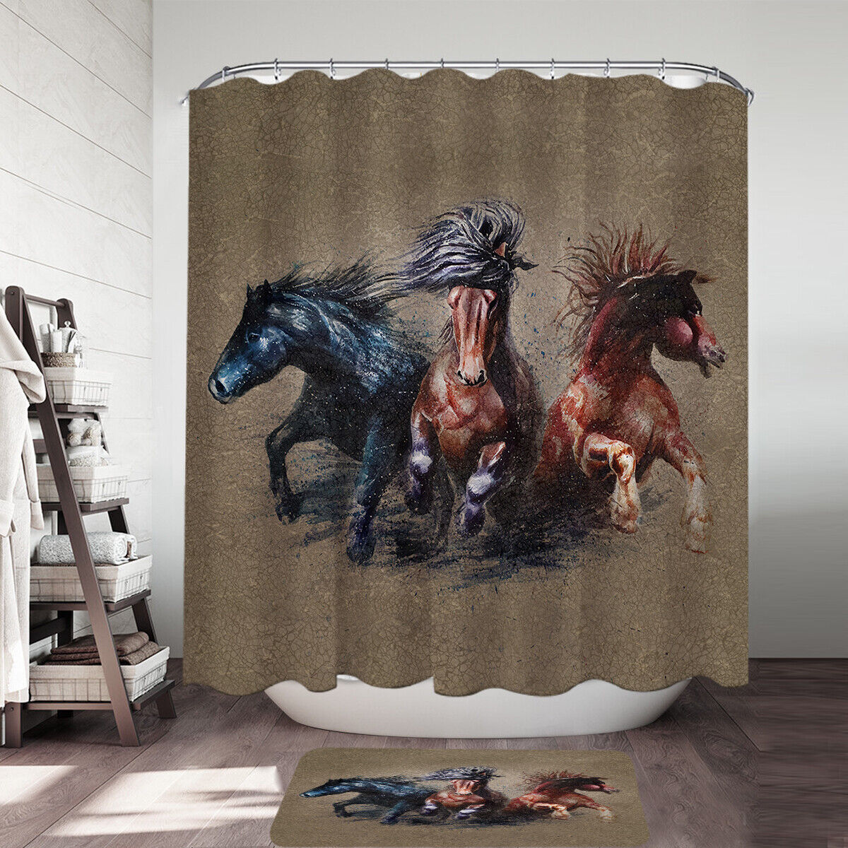 Storming Horses Shower Curtain - Majestic Bathroom Decor