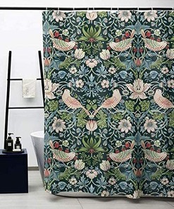 Strawberry Thief Water Repellent Shower Curtain by Obal - Elegant Bath Curtains