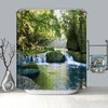 Stream Flowing in Forest Mossy Rocks Splash Shower Curtain for a Natural and Soothing Bathroom Atmosphere