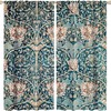 Striking Gothic Creation Curtains for a Fashionable Bedroom with Fine Cyan William Morris Design