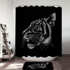 Striking Tiger Head Profile Shower Curtain In Black Background, Perfect For Any Wildlife-Themed Bathroom