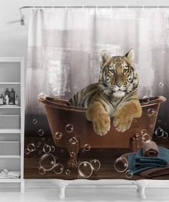 Striking Tiger Print Shower Curtain For Animal Lovers' Bathrooms