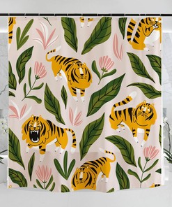 Striking Tiger Print Shower Curtain For Bold And Daring Bathroom Decor