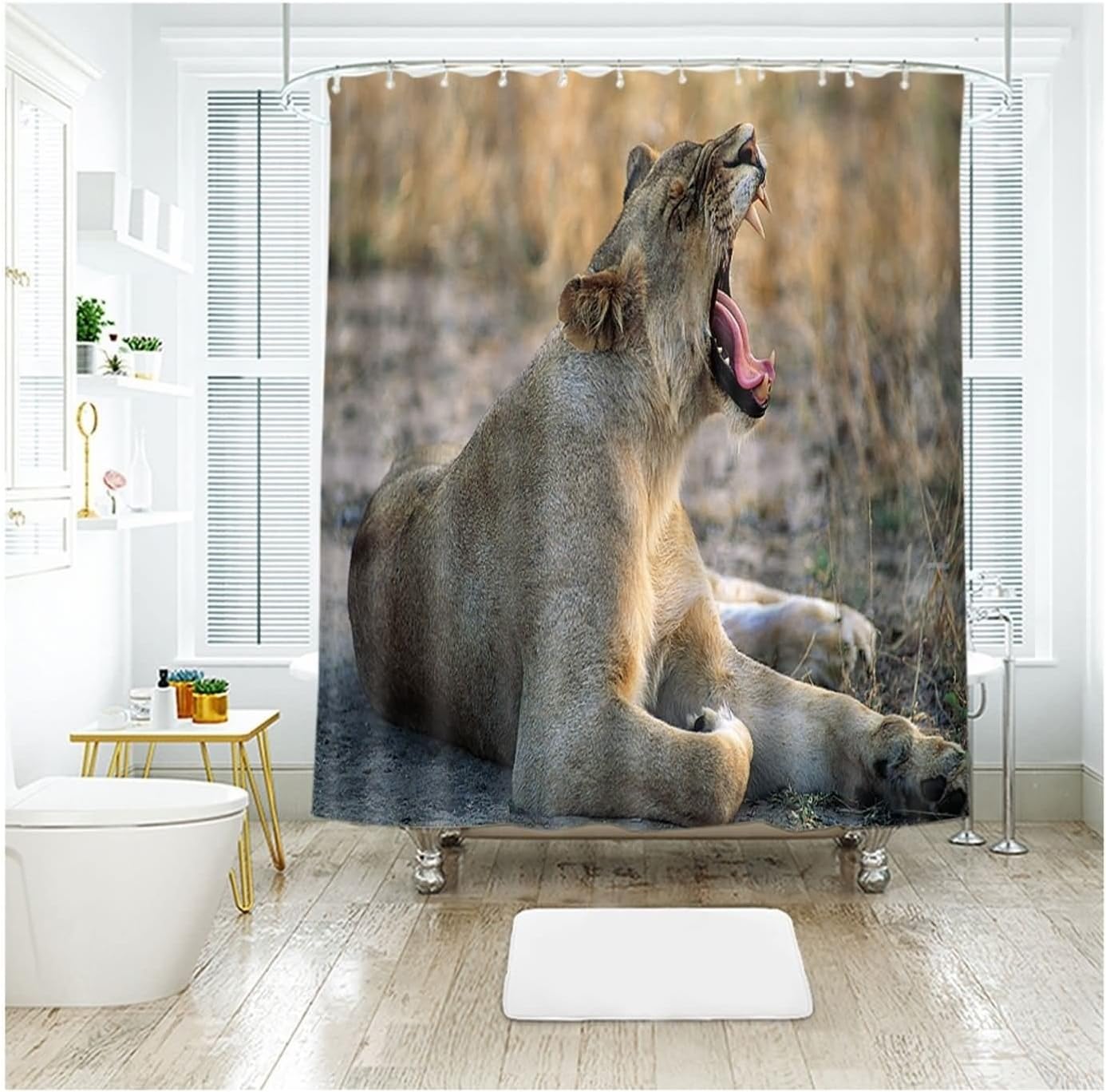 Striking Tiger Print Shower Curtain For Bold And Daring Bathroom Decor