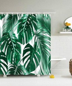 Striking Tropical Leaf Jungle Leaves Shower Curtain for Bathroom Decor 