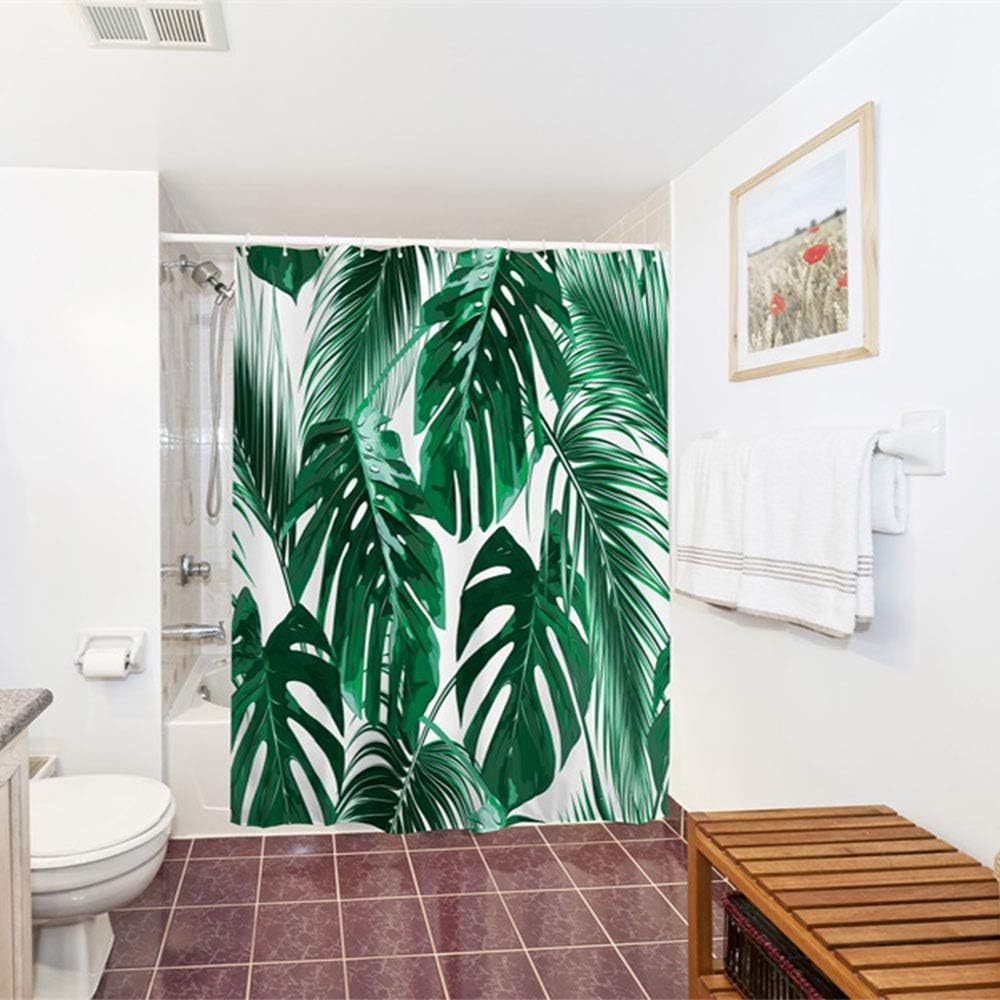 Striking Tropical Leaf Jungle Leaves Shower Curtain for Bathroom Decor