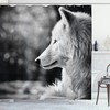 Striking Wolf Portrait Print Shower Curtain In Black And White, A Perfect Addition To Your Wildlife-Themed Decor