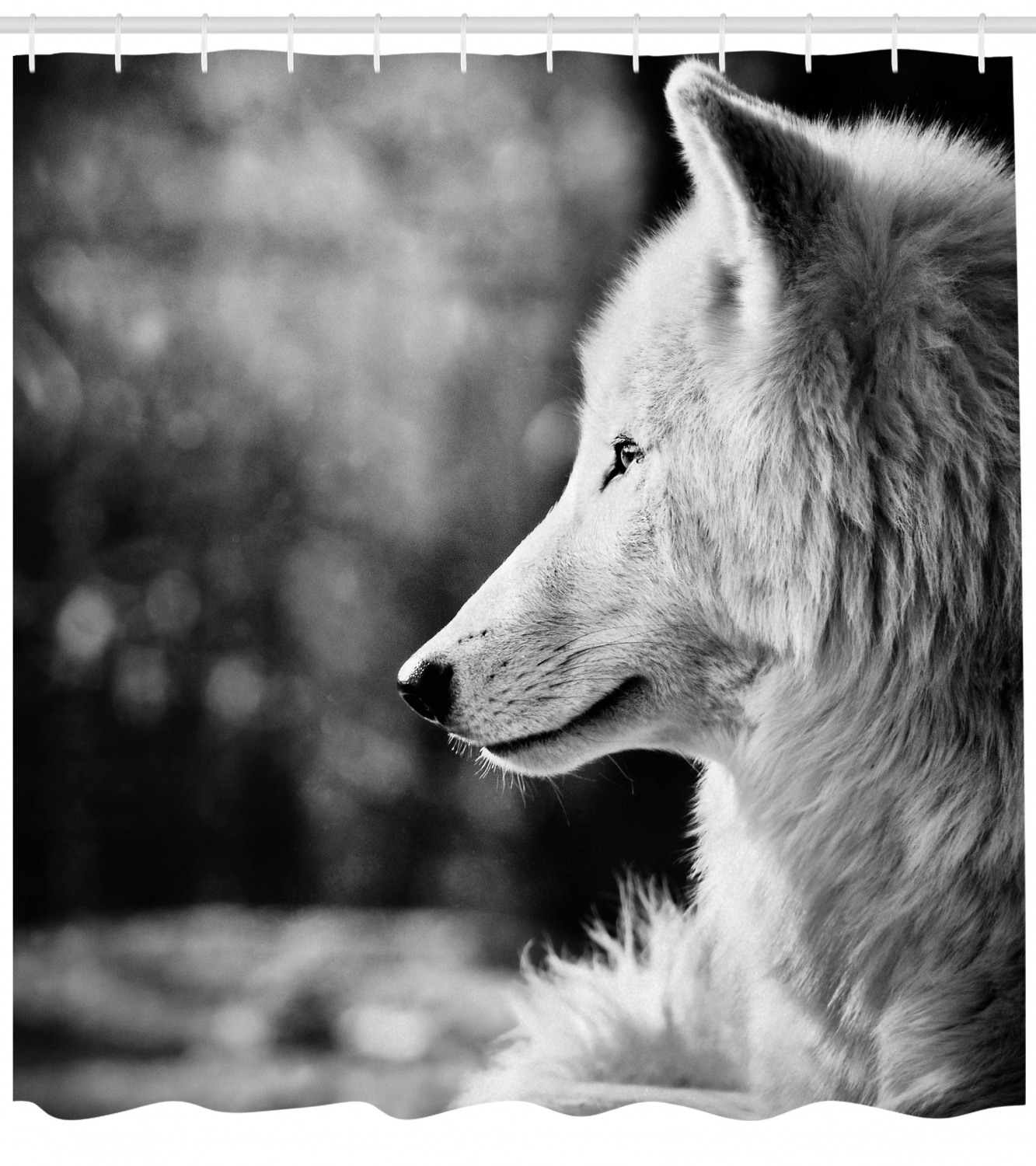 Striking Wolf Portrait Print Shower Curtain In Black And White, A Perfect Addition To Your Wildlife-Themed Decor - Image 4