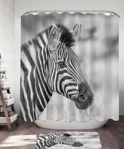 Striking Zebra Photo Shower Curtain In Classic Black And White, Elevate Your Bathroom Decor