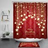 String Star And Red Floral Christmas Shower Curtain - Waterproof Fabric Bathroom Decor
