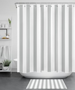 Stripe Of Life Grey White Stripe Geometric Modern Art Shower Curtain