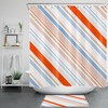 Stripe Shower Curtain Set - Geometric Pattern Bathroom Decor