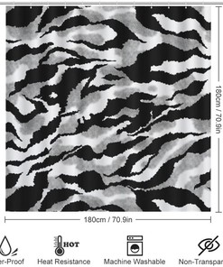 Stripe Zebra Skin Shower Curtain, Waterproof Bathroom Decor by Vantaso