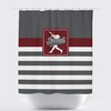 Striped Charcoal, Burgundy, And White Custom Baseball Bathroom Shower Curtain