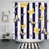 Striped Dragonfly And Butterfly Shower Curtain For Modern Bathrooms