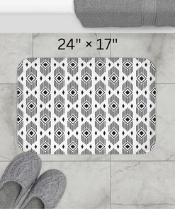 Striped Geometric Shower Curtain with Matching Bathroom Mat - Modern and Stylish Bathroom Decor