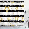 Striped Pattern Celebration Theme Shower Curtain With Stars And Dots