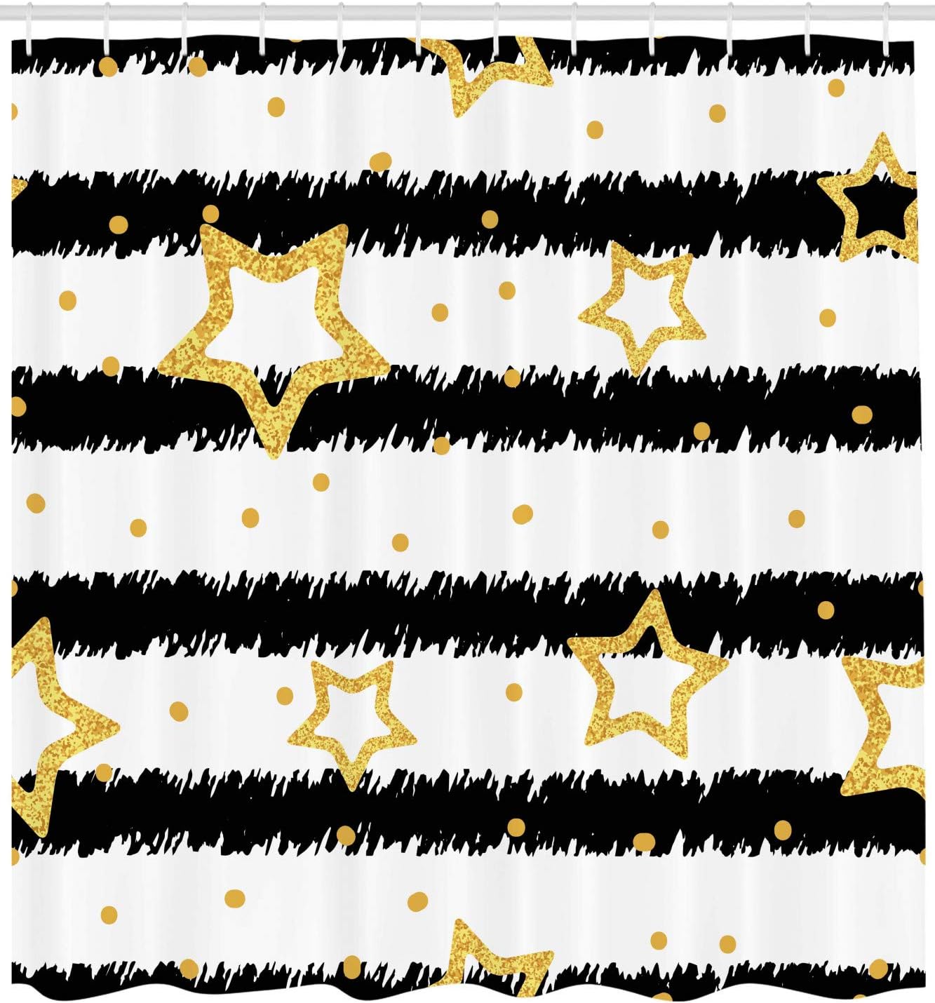Striped Pattern Celebration Theme Shower Curtain With Stars And Dots - Image 2