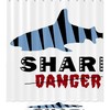 Striped Shark Silhouette Print Shower Curtain For Bathroom Tub Set Perfect For Coastal Decor