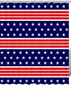 Striped Shower Curtain with Star Accent for Modern Bathroom Decor