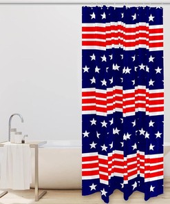Striped Shower Curtain with Star Accent for Modern Bathroom Decor