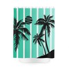 Striped Silhouette Palm Tree Shower Curtain for Beachy Bathroom Decor