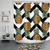 Striped Tropical Fruit Pineapple Shower Curtain for a Bold Summer Look