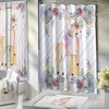 Striped Unicorn and Flower Shower Curtain for Girls Bathroom Decor