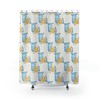 Striped Yellow Rubber Duck Shower Curtain with Cute Toy Design for Playful Bathroom Dcor
