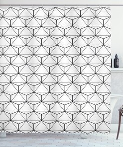 Stripes And Lines Abstract Geometric Pattern Shower Curtain For Modern Bathroom Decor