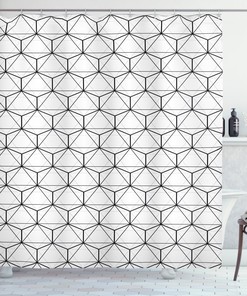 Stripes And Lines Abstract Geometric Pattern Shower Curtain For Modern Bathroom Decor