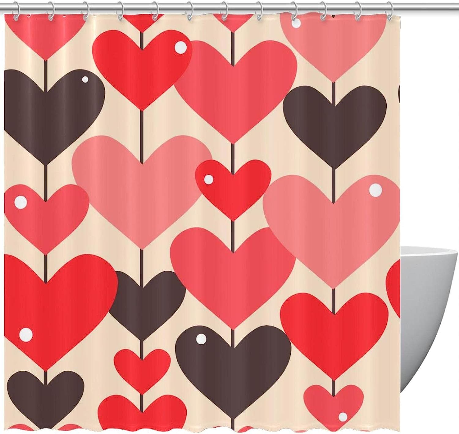 Strung Together Heart Shower Curtain For Simple And Elegant Bathroom Decor