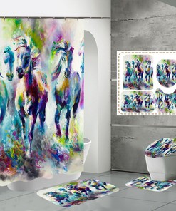 Stunning 3D Psychedelic Horse Steed Shower Curtain For Your Bathroom