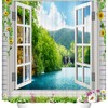 Stunning 3D Sun Flower Window Beach Waterfall Landscape Shower Curtain