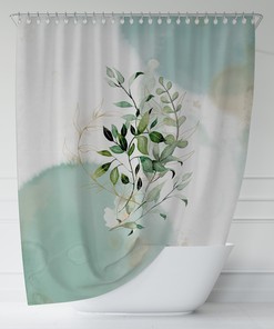 Stunning And Artsy Boho Shower Curtain In Abstract Artsy Floral Theme For Chic And Pastel Minimalist Bathroom Decor