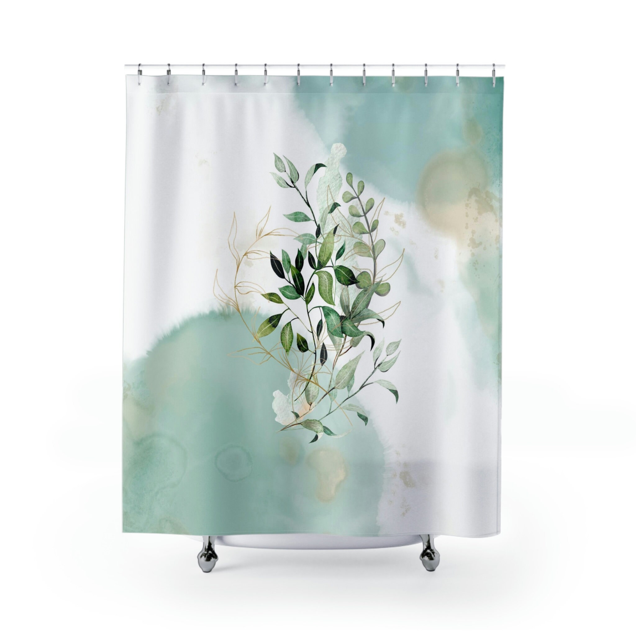 Stunning And Artsy Boho Shower Curtain In Abstract Artsy Floral Theme For Chic And Pastel Minimalist Bathroom Decor - Image 2