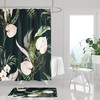 Stunning And Playful Boho Shower Curtain With Anthurium And Orchids In Black, Ivory, Blush Pink
