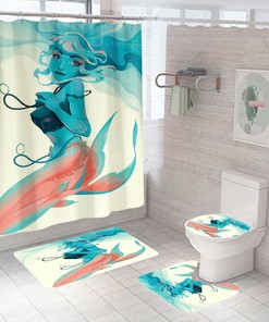 Stunning Artistic Mermaid Fabric Shower Curtain for Bathroom Decor