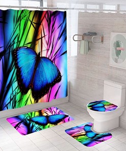 Stunning Blue Butterfly Waterproof Shower Curtain For Peaceful Bathroom Decor