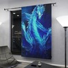 Stunning Blue Dragon Window Curtain With Fantasy Pattern For Bathroom Decoration