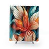 Stunning Blue, Orange, Yellow and White Tropical Flowers Shower Curtain