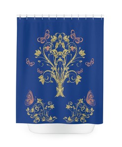 Stunning Butterfly Tree On Blue Background Shower Curtain For Your Bathroom