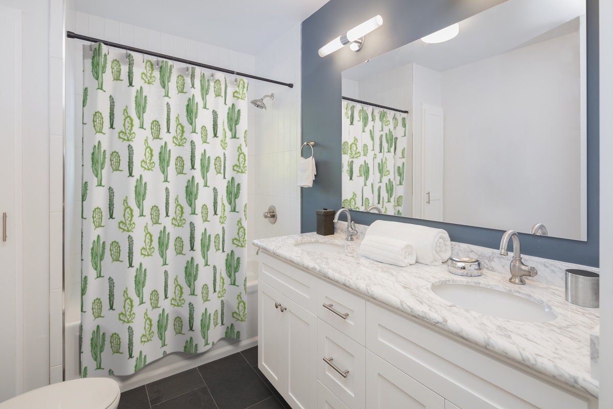 Stunning Cactus And Succulent Plant Shower Curtain For Green Desert Vibes - Image 2