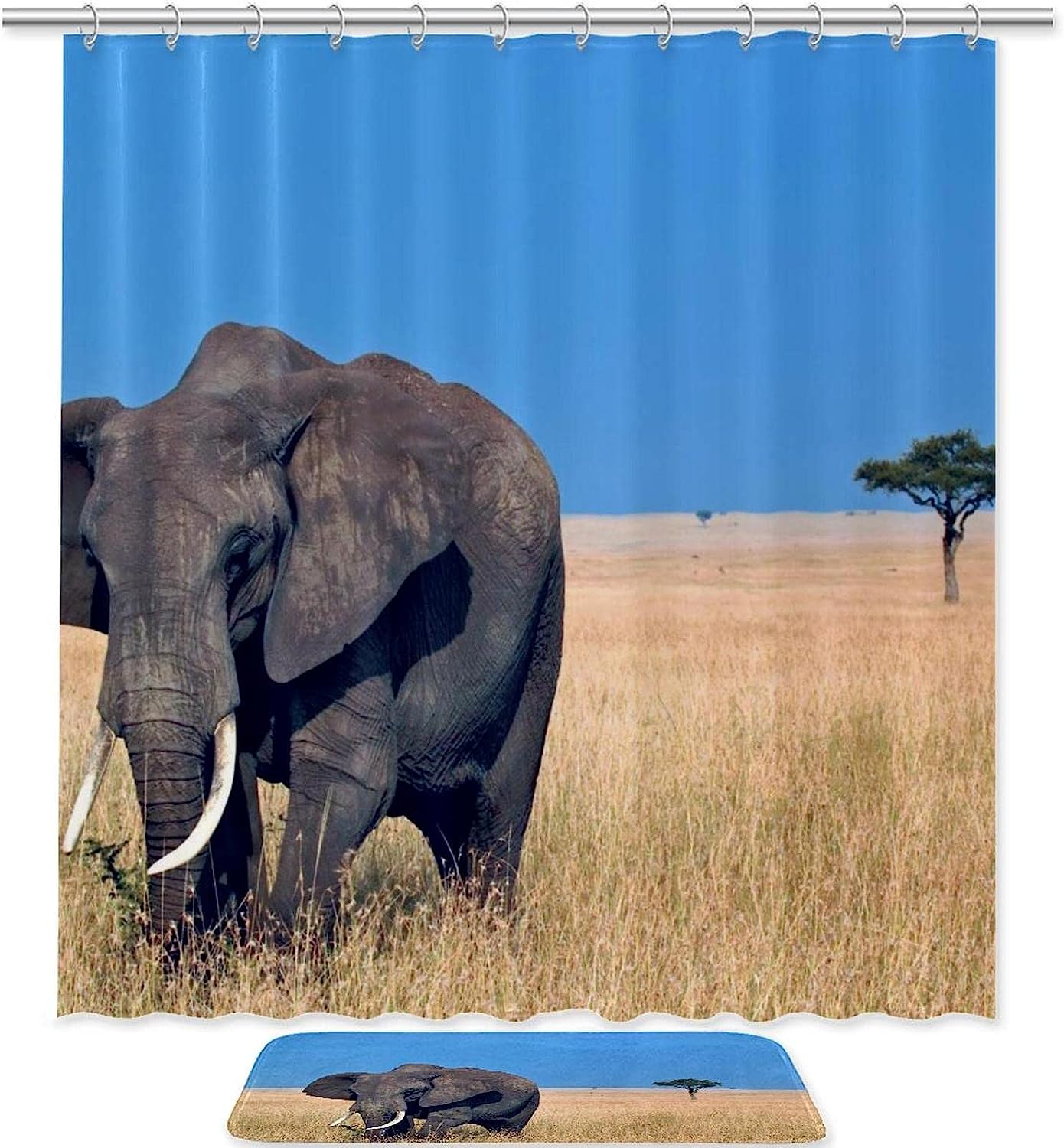Stunning Elephant Pattern Waterproof Shower Curtain For Your Bathroom